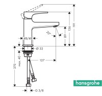 MEDIDAS MONOMANDO LAVABO METROPOL LOOP 100 HANSGROHE